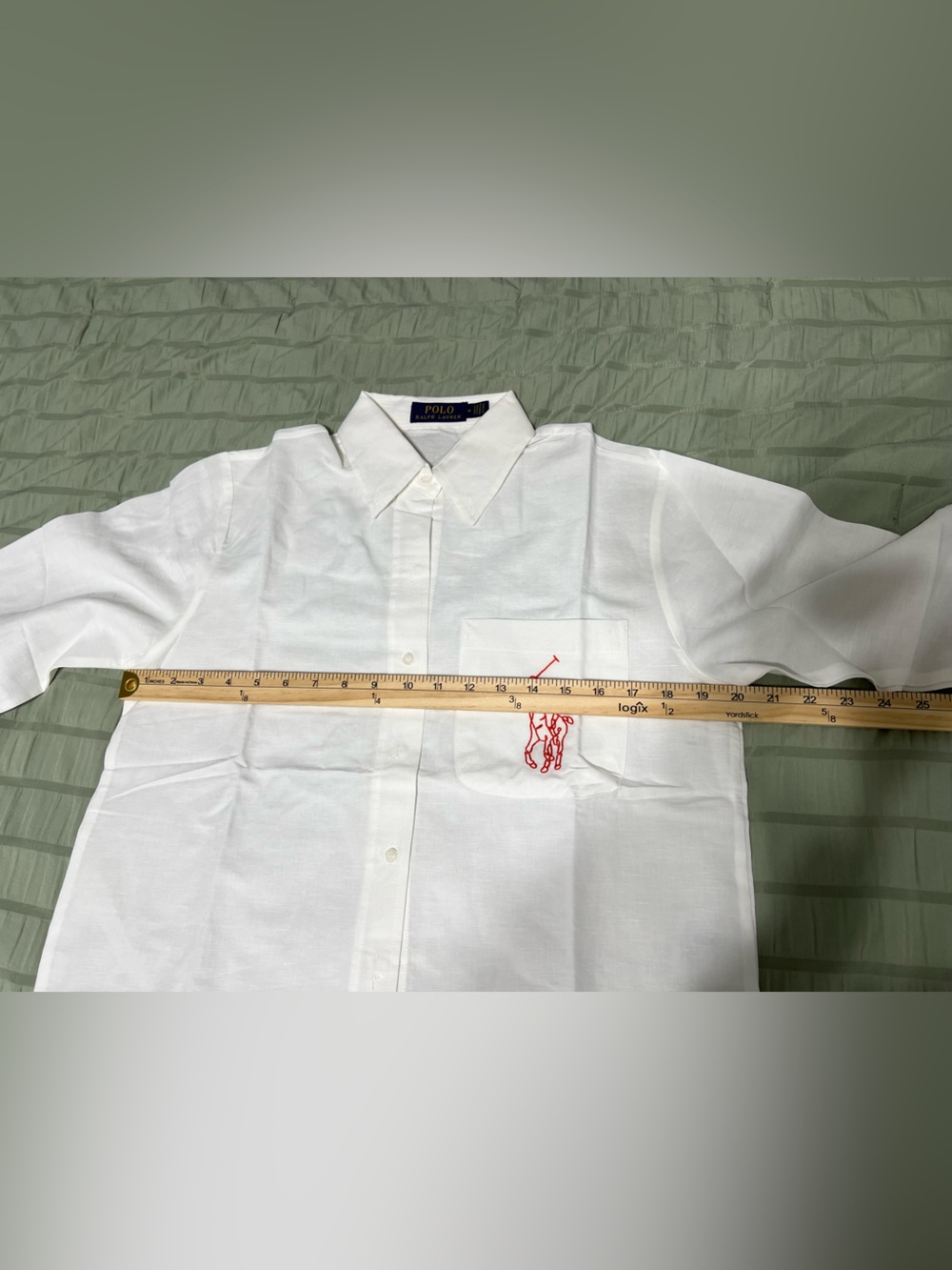 Polo by Ralph Lauren White Button-Down Shirt with Red Polo Player Embroidery - Picture 4 of 6